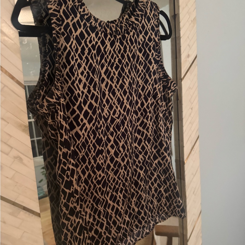Etcetera Sleeveless Geometric Print Top - Black and Tan
